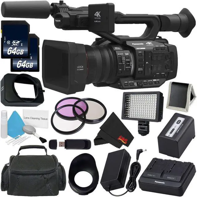 Main image of Panasonic AG-UX180 AG-UX180PJ 4K Premium Professional Camcorder + 64GB SDXC Class 10 Memory Card + Carrying Case + 67mm 3 Piece Filter Kit + Professional 160 LED Video Light Studio Series Bundle