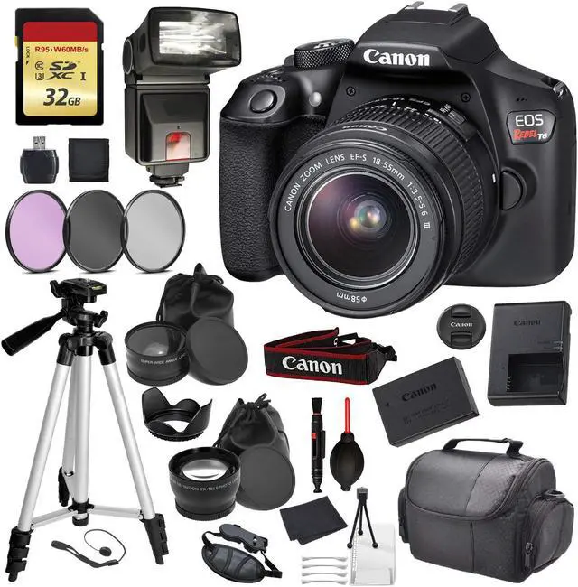 Main image of Canon EOS Rebel T6 Digital SLR Camera with EF-S 18-55mm f/3.5-5.6 DC III Lens Kit (Black) Professional Accessory Bundle