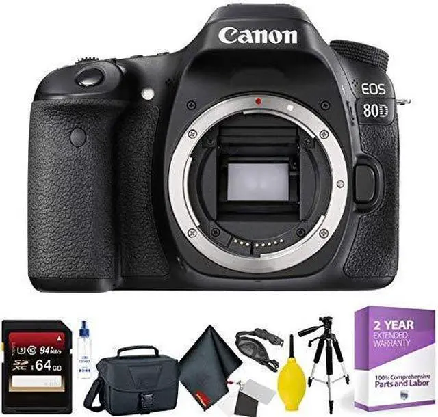 Alt view image 2 of 3 - Canon EOS 80D DSLR Camera (Body Only) + 64GB Memory Card + Mega Accessory Kit + 1 Year Warranty