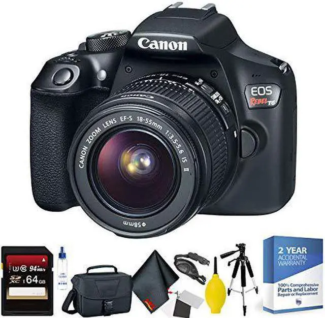 Alt view image 2 of 4 - Canon EOS Rebel T6 DSLR Camera with 18-55mm Lens + 64GB Memory Card + Mega Accessory Kit + Deluxe Accessories Bundle