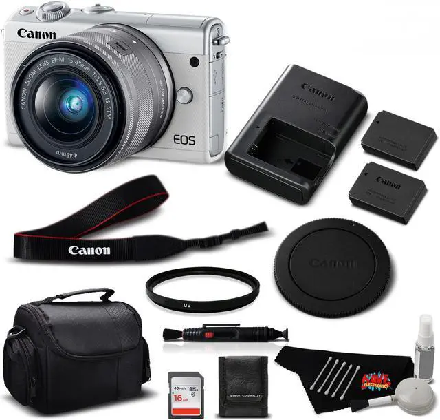 Main image of Canon EOS M100 Mirrorless Digital Camera with 15-45mm Lens (White) 2210C011 International Version - Standard Bundle