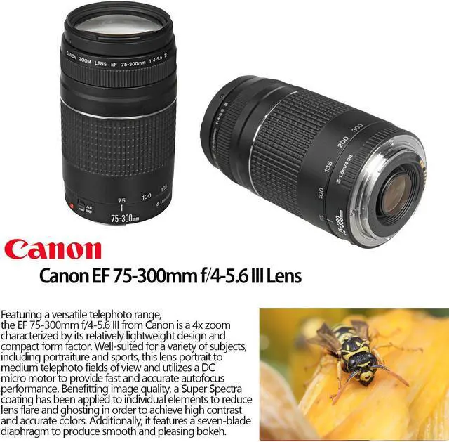 Alt view image 3 of 4 - Canon Canon EF 75-300mm f/4-5.6 III Lens with Essential Accessory Kit