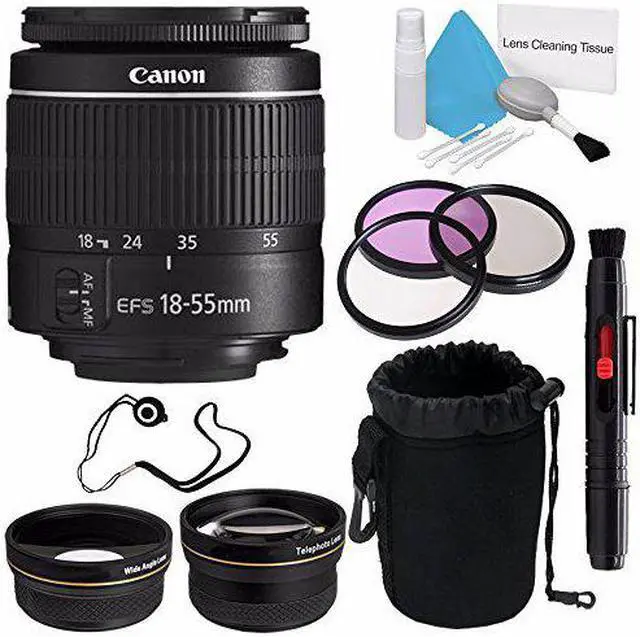 Alt view image 2 of 3 - Canon EF-S 18-55mm f/3.5-5.6 III Lens (International Model) + 58mm Wide Angle Lenses + 58mm 3 Piece Filter Kit + Deluxe
