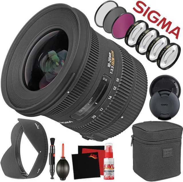 Alt view image 9 of 12 - Sigma 10-20mm f/3.5 EX DC HSM Lens for Nikon F (202306) with FLD Filter, CPL Filter, UV Filter - Close Up Filter Kit and