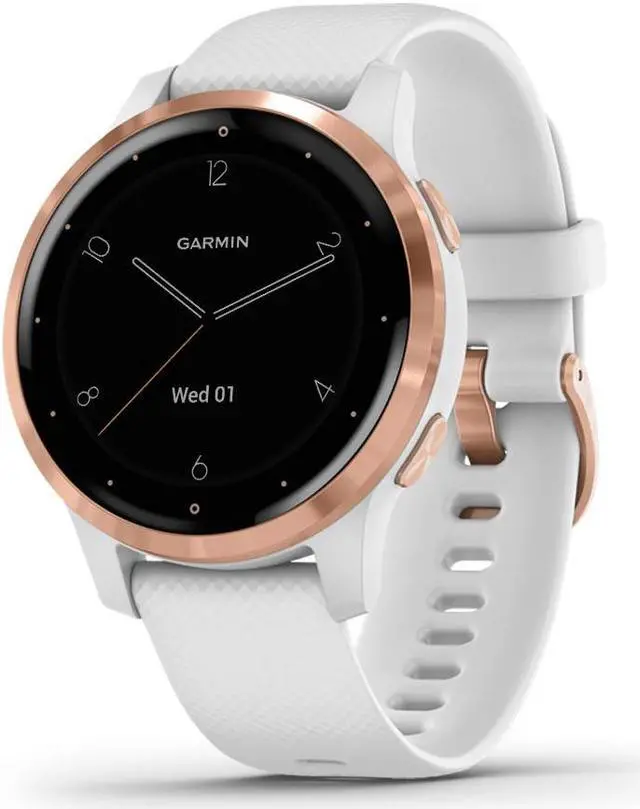 Alt view image 16 of 20 - Garmin vivoactive 4S Smartwatch (40mm, Rose Gold Stainless Steel Bezel/White Case, Silicone Band)