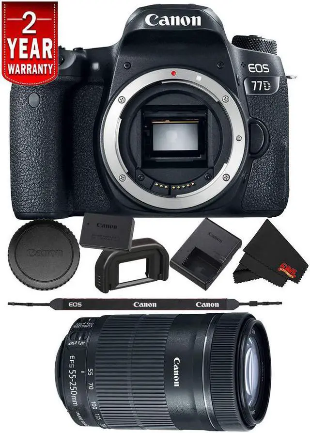 Main image of Canon EOS 77D DSLR Digital Camera (Body Only) International Model Bundle + Canon 55-250 STM Lens
