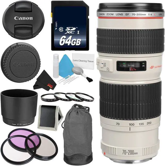 Main image of Canon EF 70-200mm f/4L USM Telephoto Zoom Lens Bundle for Canon SLR Digital Cameras Intl Model - Pro