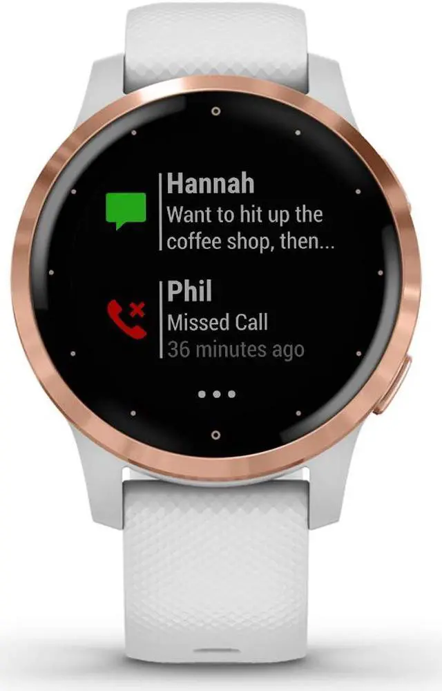 Alt view image 6 of 20 - Garmin vivoactive 4S Smartwatch (40mm, Rose Gold Stainless Steel Bezel/White Case, Silicone Band)