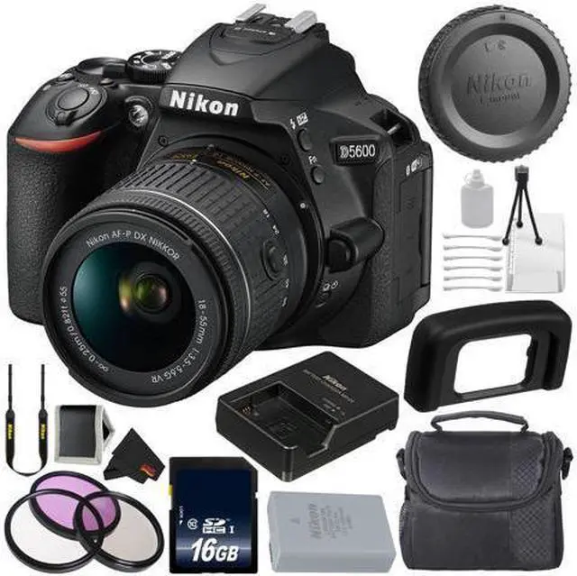 Alt view image 2 of 5 - Nikon D5600 DSLR Camera Kit with 18-55mm (Intl Model) Bundle with 16GB Memory Card
