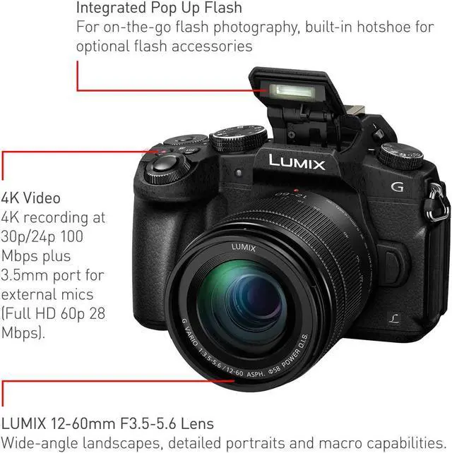 Alt view image 3 of 5 - PANASONIC LUMIX G85 4K Digital Camera, 12-60mm Power O.I.S. Lens, 16 Megapixel Mirrorless Camera, 5 Axis In-Body Dual Image Stabilization, 3-Inch Tilt and Touch LCD, DMC-G85MK (Black)