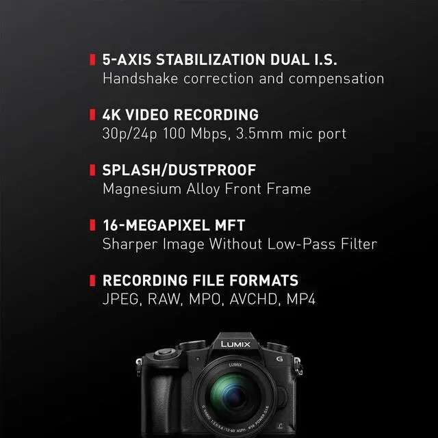 Alt view image 2 of 5 - PANASONIC LUMIX G85 4K Digital Camera, 12-60mm Power O.I.S. Lens, 16 Megapixel Mirrorless Camera, 5 Axis In-Body Dual Image Stabilization, 3-Inch Tilt and Touch LCD, DMC-G85MK (Black)