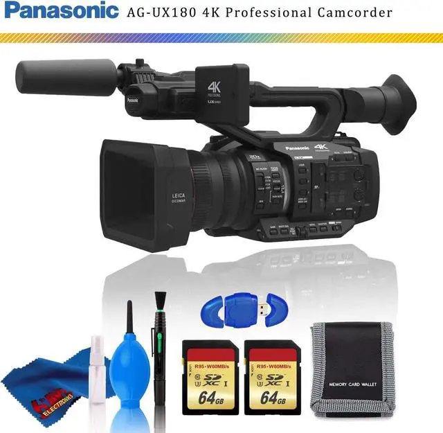 Main image of Panasonic AG-UX180 4K Premium Professional Camcorder + Memory Card Kit + Cleaning Kit