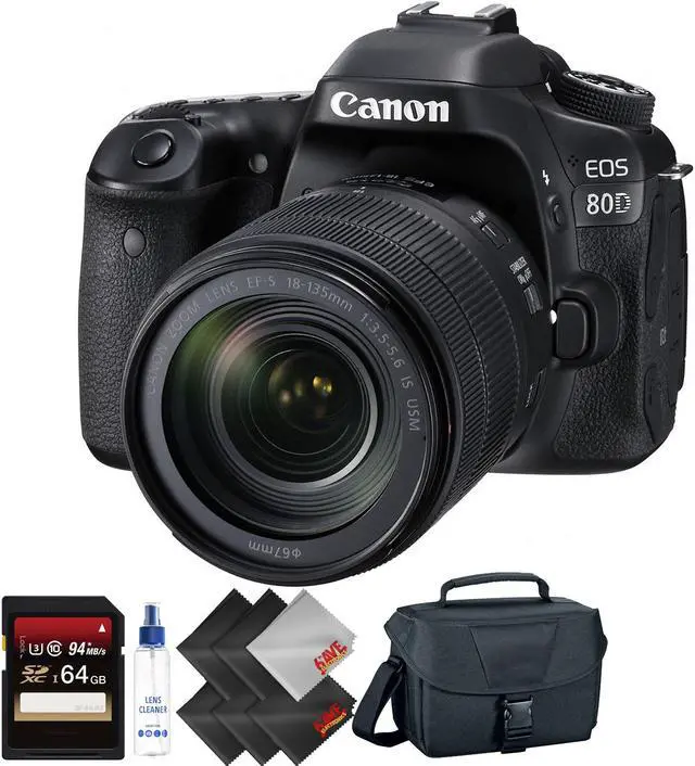 Main image of Canon EOS 80D DSLR Camera with 18-135mm Lens + 64GB Memory Card + 2 Year Accidental Warranty