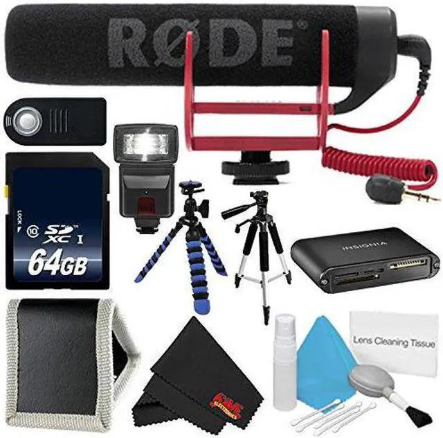 Main image of Rode VideoMic GO VIDEOMIC-GO + 64GB Memory Card + Flexible Tripod with Gripping Rubber Legs + Full Size Tripod + Deluxe
