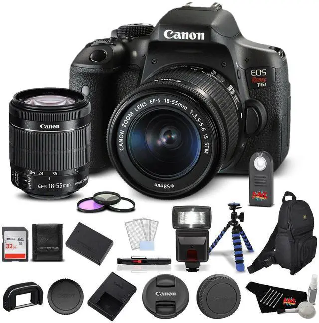 Main image of Canon EOS Rebel T6i Digital SLR Camera Bundle with EF-S 18-55mm Lens with 32GB Memory Card + UV Filter Kit + More