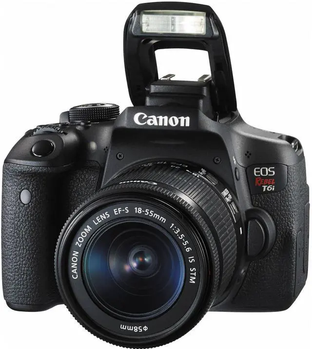 Alt view image 3 of 4 - Canon EOS Rebel T6i Digital SLR Camera Bundle with EF-S 18-55mm Lens with 32GB Memory Card + UV Filter Kit + More