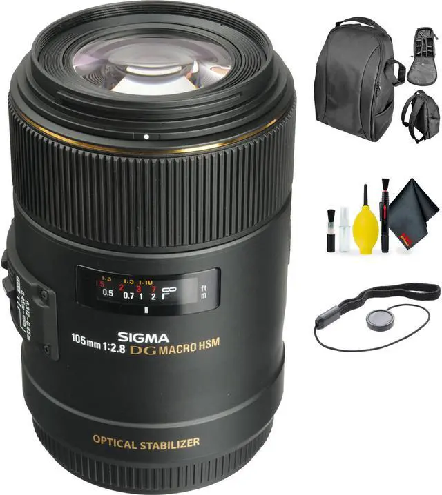 Main image of Sigma 105mm f/2.8 EX DG OS HSM Macro Lens for Canon EOS Cameras + Deluxe Lens Cleaning Kit