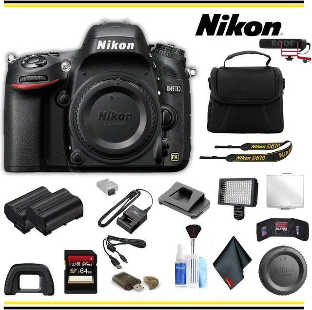 Alt view image 5 of 7 - Nikon D610 DSLR Camera Advanced Bundle W/ Bag, Extra Battery, LED Light, Mic, and More - (Intl Model)
