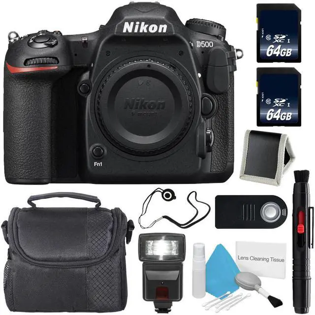 Main image of Nikon D500 DSLR Camera (Body Only) (International Model)  + Carrying Case + Universal Wireless Remote Shutter Release Bundle