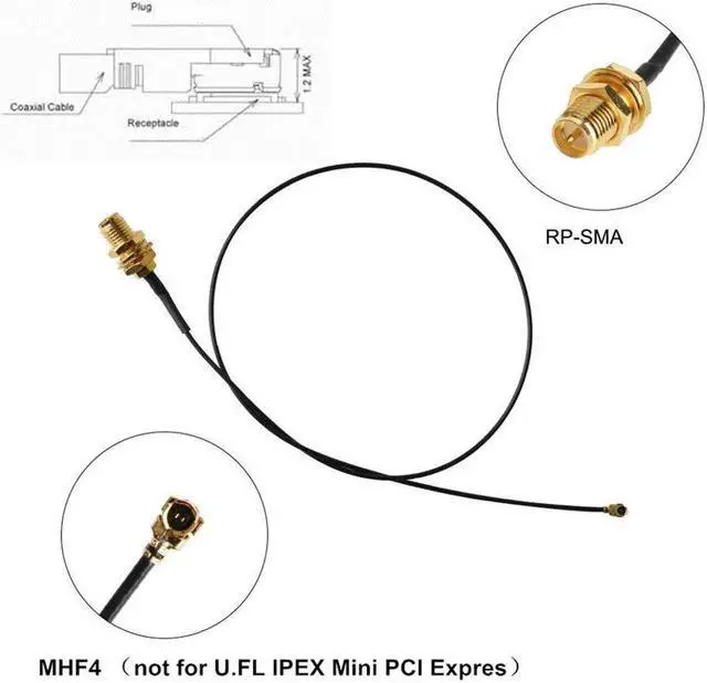 Alt view image 4 of 6 - 8dBi RP-SMA Dual Band 2.4GHz 5GHz 5.8G + 2 x M.2 IPEX 4 MHF4 Cable Antenna for NGFF Wireless Cards M.2 3G 4G Cards for Intel AX201 AX200 9260 9560 8260 8265 7260 NGFF Wireless Card Routers PC FPV etc