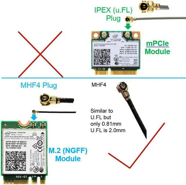 Alt view image 2 of 6 - 8dBi RP-SMA Dual Band 2.4GHz 5GHz 5.8G + 2 x M.2 IPEX 4 MHF4 Cable Antenna for NGFF Wireless Cards M.2 3G 4G Cards for Intel AX201 AX200 9260 9560 8260 8265 7260 NGFF Wireless Card Routers PC FPV etc