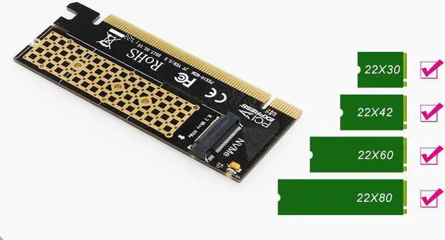 Alt view image 4 of 7 - M.2 NGFF PCIe SSD to PCIe 3.0 x16 Adapter Controller Card, Support M.2 M Key (NVMe or AHCI) Solid State Drive Type 2280 2260 2242 2230 Converter to Desktop PCI Express not for SATA NGFF SSD