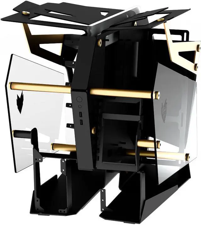 Alt view image 3 of 5 - FSP Gaming/ Streaming Case ETAX/ ATX/ Mini- ITX, Dual-System, Open Frame PC Computer with 2 Tempered Glass Panels, Aluminum Case, & ARGB Center Light Bar ( CMT710 )