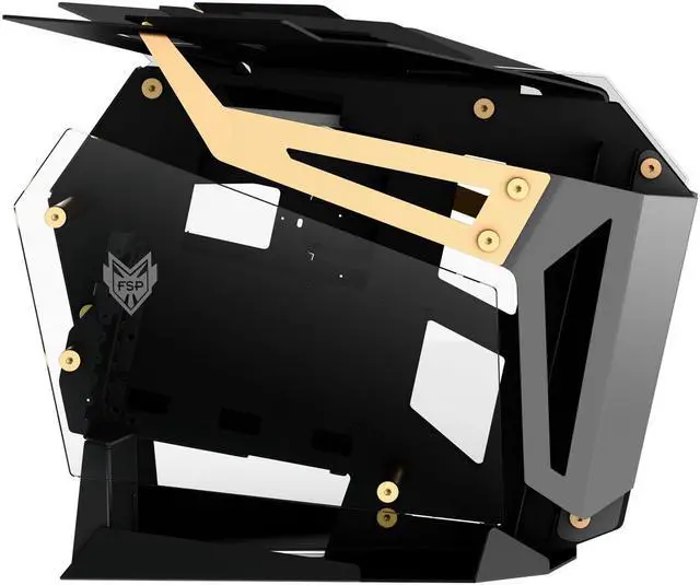 Alt view image 5 of 5 - FSP Gaming/ Streaming Case ETAX/ ATX/ Mini- ITX, Dual-System, Open Frame PC Computer with 2 Tempered Glass Panels, Aluminum Case, & ARGB Center Light Bar ( CMT710 )
