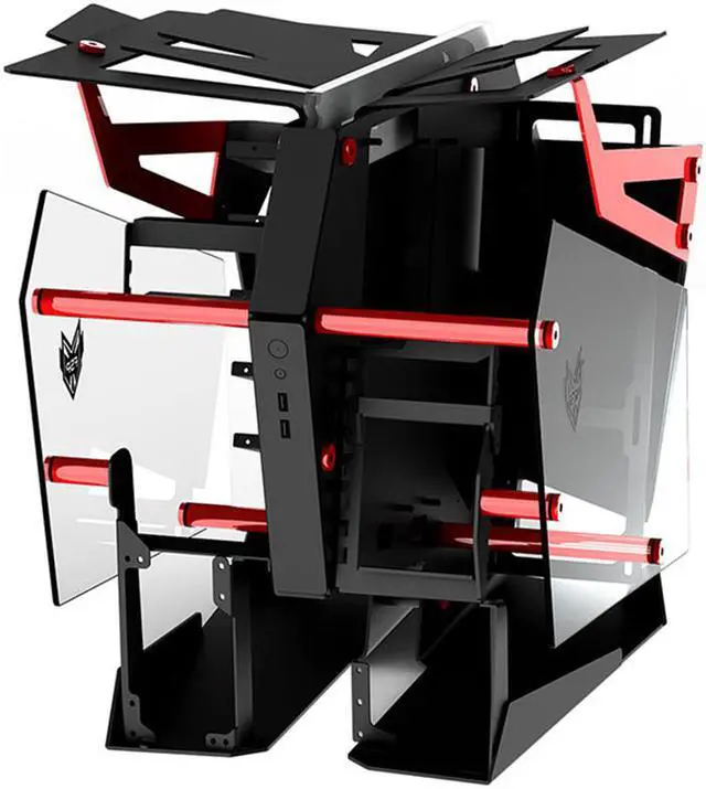 Alt view image 3 of 5 - FSP Gaming / Streaming Case EATX / ATX / Mini- ITX, Dual-System, Open Frame PC Computer with 2 Tempered Glass Panels, Aluminum Case, & ARGB Center Light Bar (CMT710R)