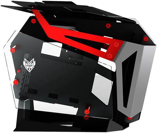 Alt view image 2 of 5 - FSP Gaming / Streaming Case EATX / ATX / Mini- ITX, Dual-System, Open Frame PC Computer with 2 Tempered Glass Panels, Aluminum Case, & ARGB Center Light Bar (CMT710R)
