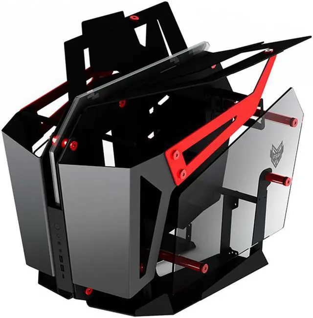 Alt view image 4 of 5 - FSP Gaming / Streaming Case EATX / ATX / Mini- ITX, Dual-System, Open Frame PC Computer with 2 Tempered Glass Panels, Aluminum Case, & ARGB Center Light Bar (CMT710R)