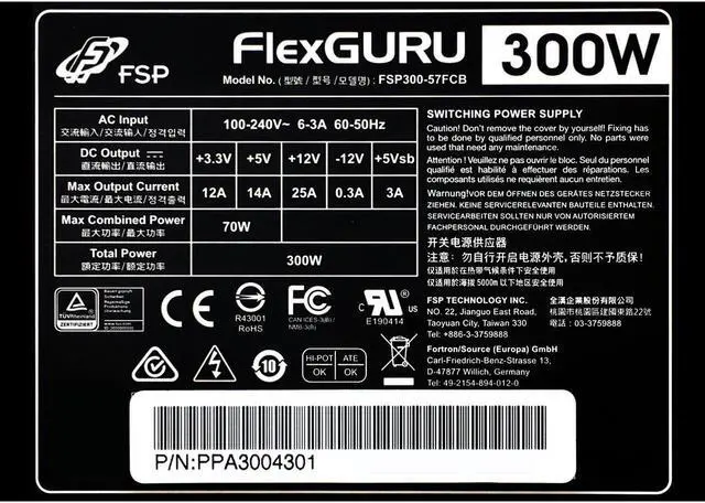 Alt view image 5 of 6 - FSP FlexGURU Power Supply, Flex ATX 300W, 80 Plus Gold, Full Modular (FSP300-57FCB)