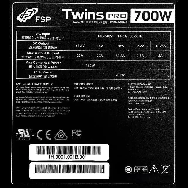 Alt view image 6 of 6 - FSP Twins Pro PC PSU ATX PS2 1+1 Dual Module 700W Certified Efficiency 90% Hot-swappable Redundant Digital Computer Power Supply with Guardian Monitor Software (Twins Pro 700)