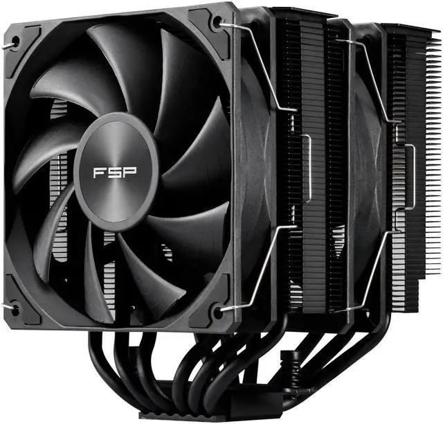 Main image of FSP MP7 Dual Tower CPU Cooler, Dual 120mm PWM Fans, 6 Copper Heat Pipes Compitable with Latest CPU LGA 1851/1700 / 1200 and AM4 / AM5 with 3 Years Warranty (MP7-Black)