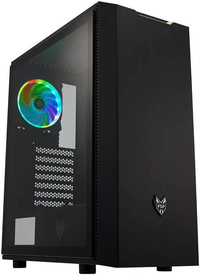 Main image of FSP ATX Mid Tower PC Gaming Case with a Translucent Tempered Glass Side Panel and 1 ARGB Fan & Light Bar (CMT350)