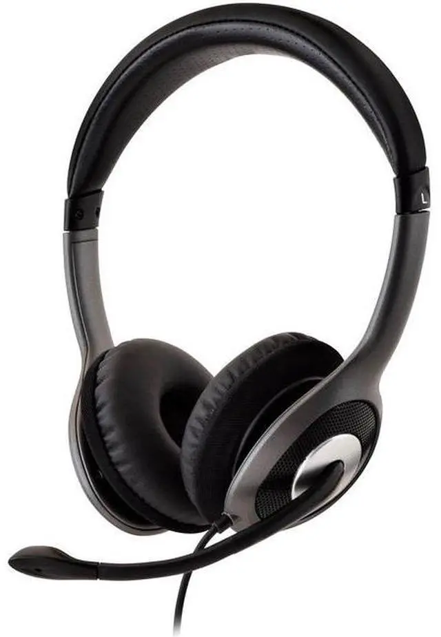Alt view image 9 of 19 - V7 HU521 Deluxe USB Stereo Headphones with Microphone - Black & Grey