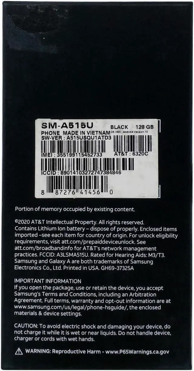 Alt view image 3 of 7 - Samsung Galaxy A51 128GB A515U 6.5 in Super AMOLED Capacitive Display GSM Unlocked 4GB RAM Quad 48MP Camera Smartphone - Prism Crush Black