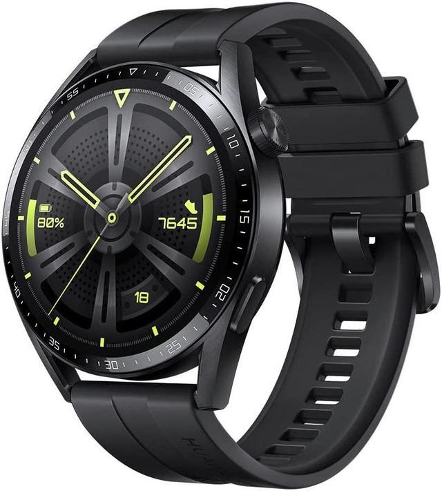 HUAWEI Watch GT 3 Smart Watch 46MM JPT-B19 AMOaLED Display Smartwatch 3-Day  Battery Life Black Stainless Steel Case Black Fluoroelastomer Band Active 