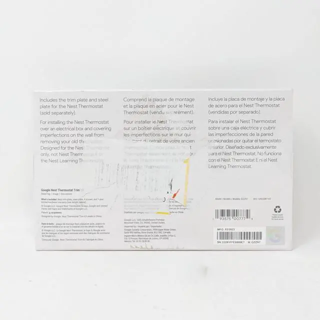 Alt view image 4 of 7 - Google GA02087-US Nest Thermostat Trim Plate - Fog