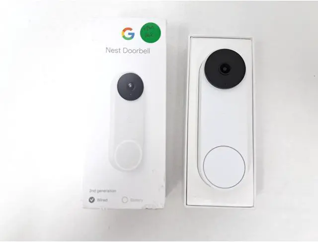 Main image of Google Nest 2nd Gen GA02767-US Wired Doorbell Security Camera - Snow - Open Box