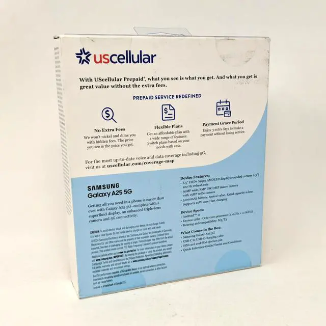 Alt view image 4 of 7 - Samsung Galaxy A25 5G 128GB UScellular 6.5 in 6GB RAM Prepaid Phone - Blue Black