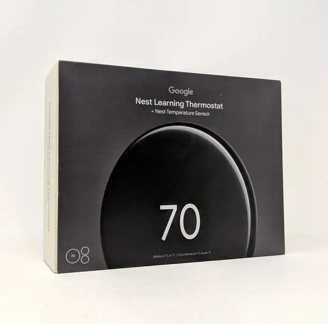 Alt view image 4 of 7 - Google Nest Learning Thermostat GA05557-US (4th Gen) With 2 Pack Nest Temperature Sensor (2nd Gen) - Polished Obsidian