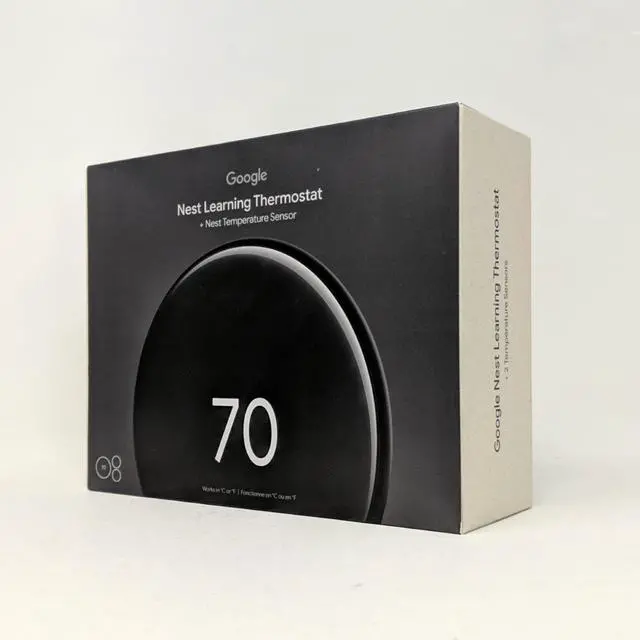 Alt view image 7 of 7 - Google Nest Learning Thermostat GA05557-US (4th Gen) With 2 Pack Nest Temperature Sensor (2nd Gen) - Polished Obsidian