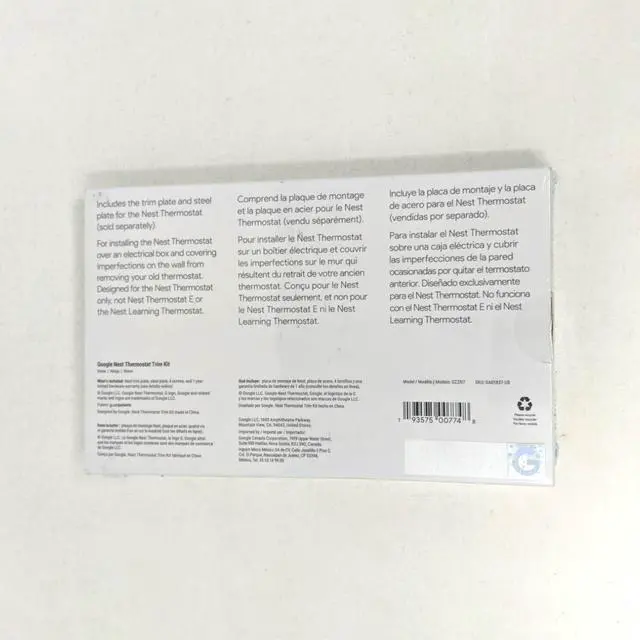Alt view image 3 of 7 - Google Nest GA01837-US Thermostat Trim Kit Wall Plate Cover - Snow - Open Box