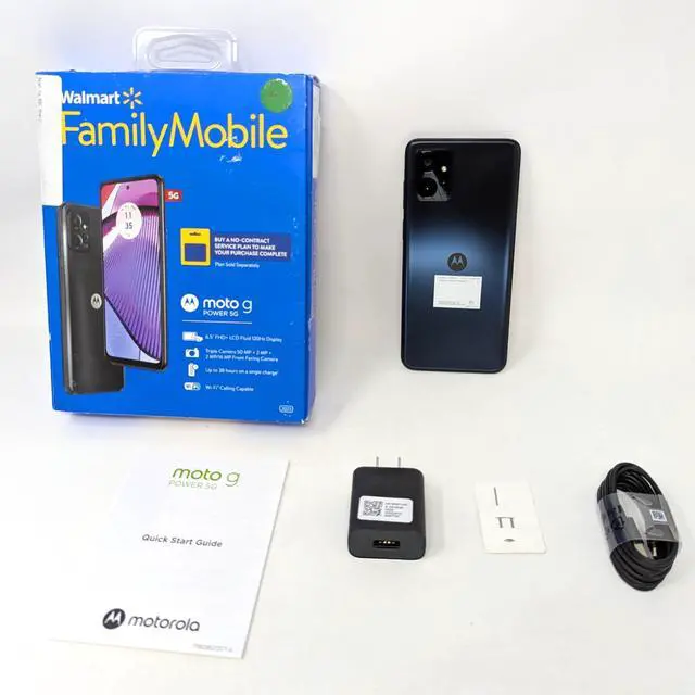 Alt view image 2 of 7 - Motorola Moto G power 5G 2023 128GB Walmart Family Mobile 6.5 in 4GB RAM Smartphone - Black - Mint