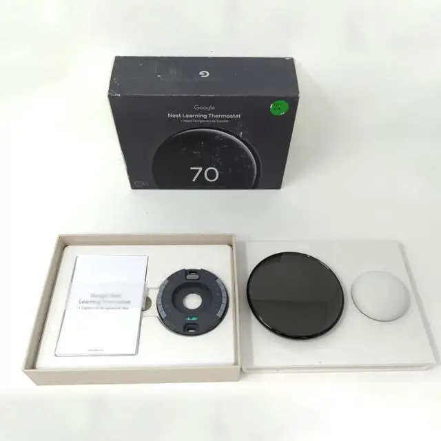 Alt view image 2 of 6 - Google Nest Learning Thermostat GA05169-US (4th Gen) with Temperature Sensor (2nd Gen) - Polished Obsidian - Mint