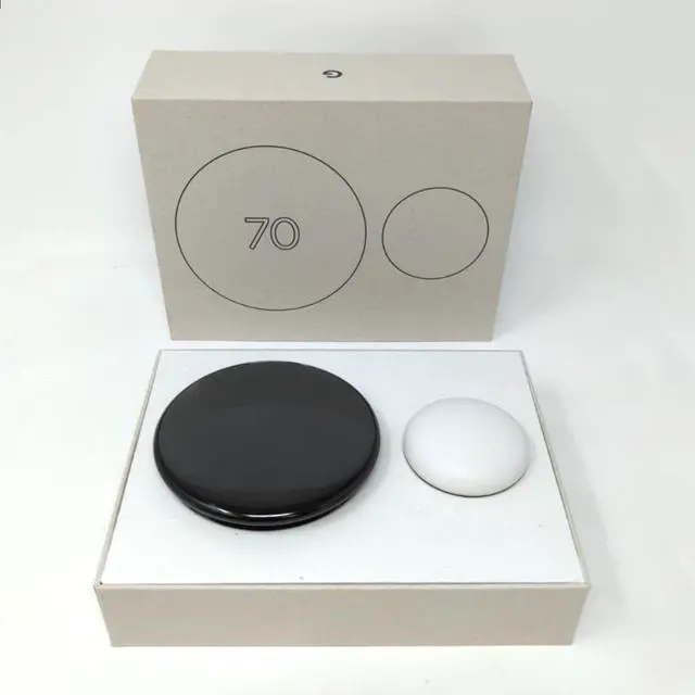 Alt view image 3 of 6 - Google Nest Learning Thermostat GA05169-US (4th Gen) with Temperature Sensor (2nd Gen) - Polished Obsidian - Mint