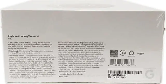 Alt view image 8 of 10 - Google Nest Learning Thermostat - Programmable Smart Thermostat for Home - 3rd Generation Nest Thermostat - Works with Alexa