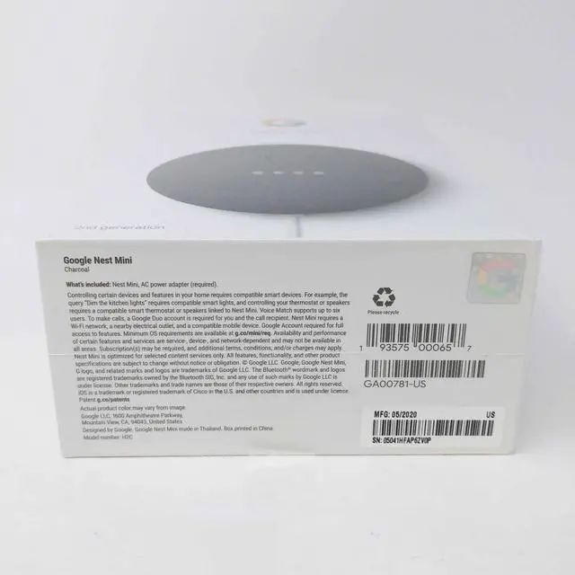 Alt view image 13 of 19 - Google Nest Mini 2nd Generation Smart Speaker, Charcoal GA00781-US