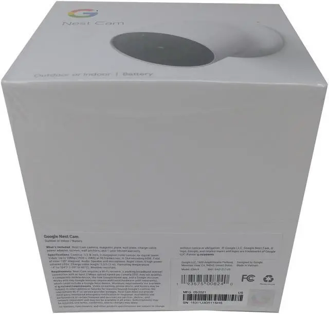 Alt view image 8 of 8 - Google Nest GA01317-US Camera Battery Outdoor/Indoor 2-Way Talk IP54-Rated Dust & Water Protection - Snow